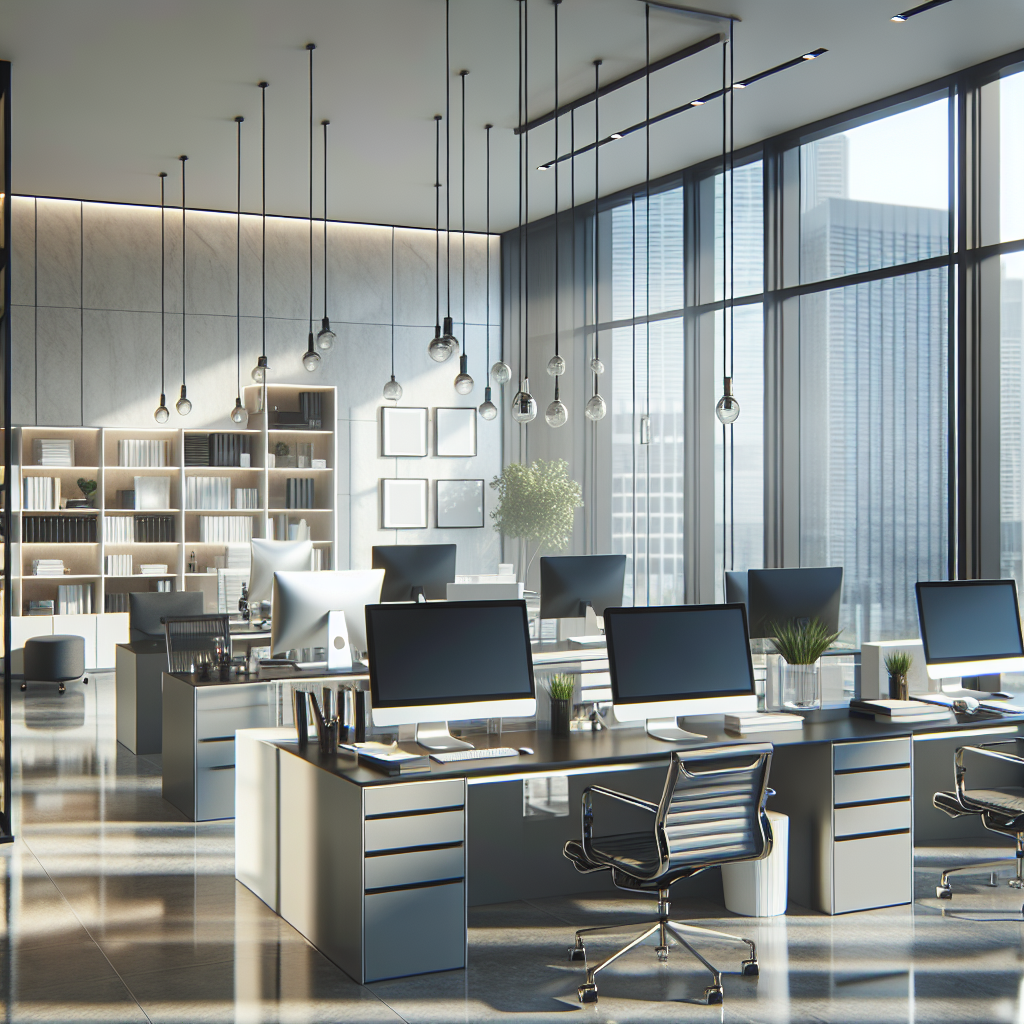 Realistic stock image of a modern real estate office.