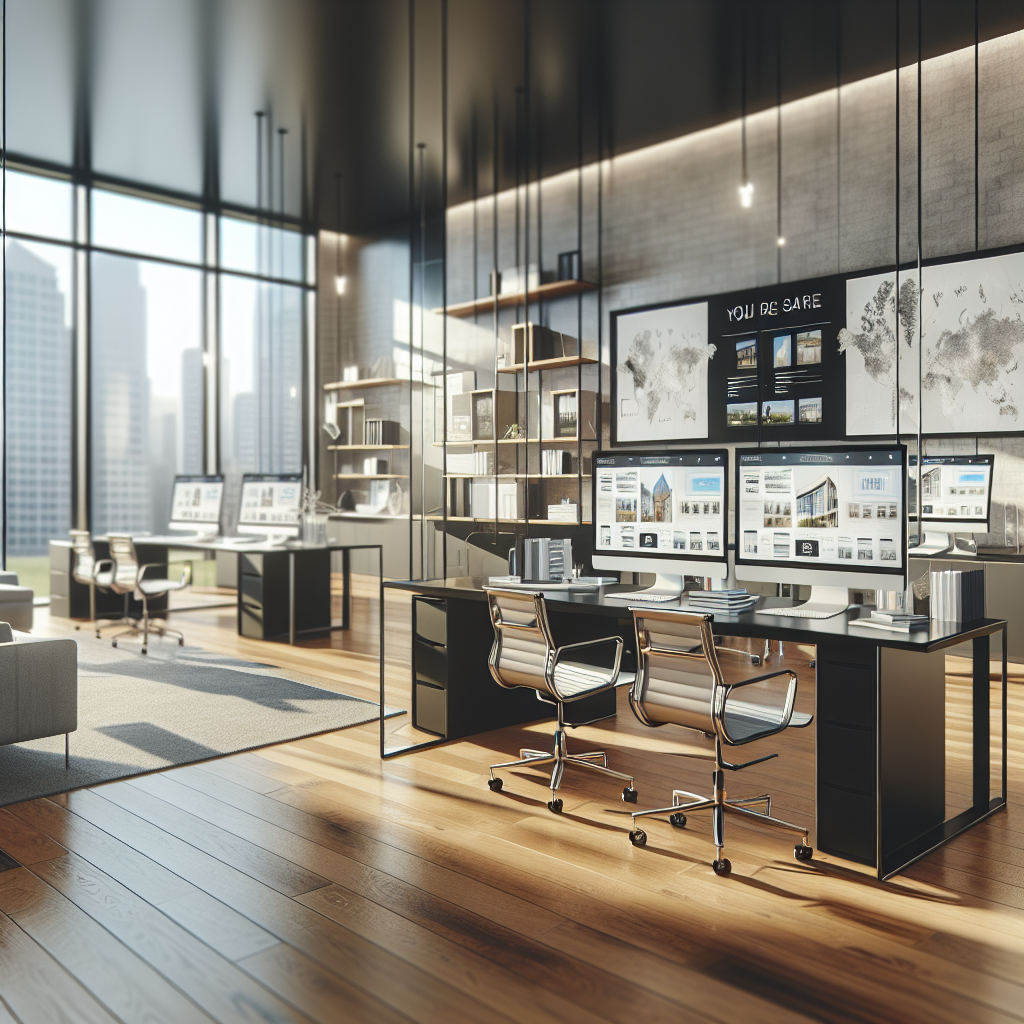Realistic stock image of a modern real estate office.